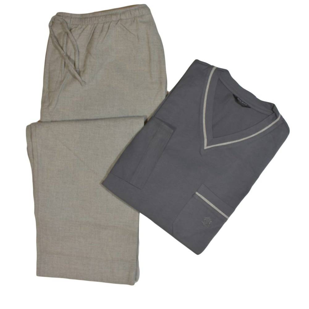 NEW NERO PERLA men's cotton flannel pajama set in gray
